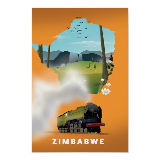 Zimbabwe Kaart geïllustreerde reisposter Perfect Poster (Voorkant)