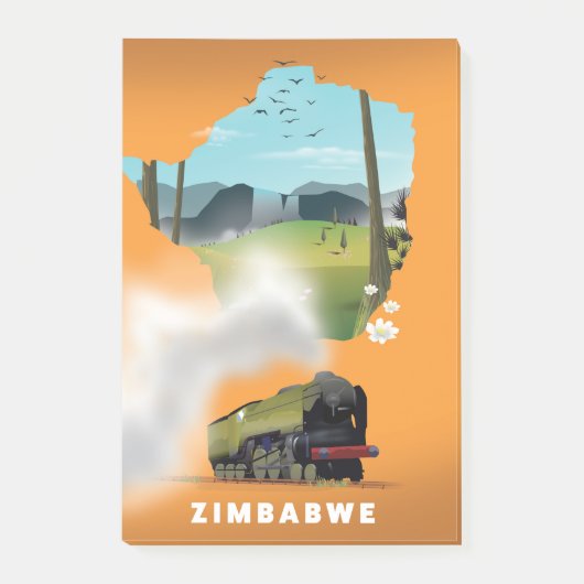 Zimbabwe Kaart geïllustreerde reisposter Post-it® Notes (Voorkant)
