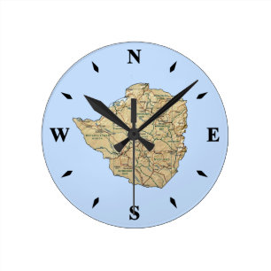 Zimbabwe Map Clock Ronde Klok