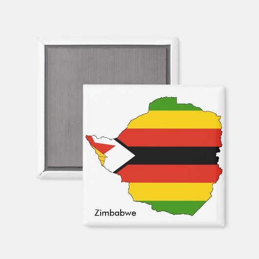 Zimbabwe Map en Flag Thmed Magnet (Voorkant / Achterkant)