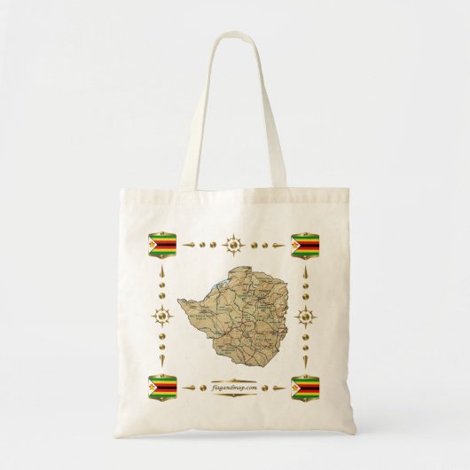 Zimbabwe Map + Flags Bag Tote Bag (Voorkant)