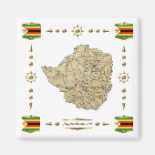 Zimbabwe Map + Flags Magnet (Voorkant)