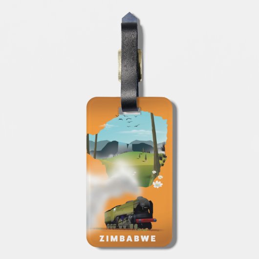 Zimbabwe Map geïllustreerd reisposter Bagagelabel (Achterkant verticaal)