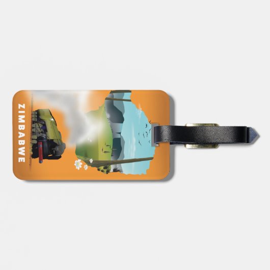 Zimbabwe Map geïllustreerd reisposter Bagagelabel (Achterkant horizontaal)