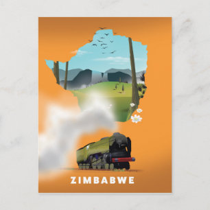 Zimbabwe Map geïllustreerd reisposter Briefkaart