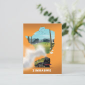 Zimbabwe Map geïllustreerd reisposter Briefkaart (Staand voorkant)