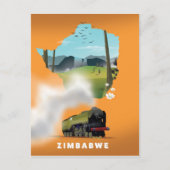Zimbabwe Map geïllustreerd reisposter Briefkaart (Voorkant)