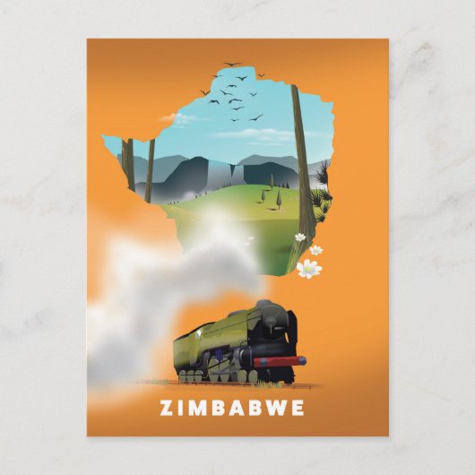 Zimbabwe Map geïllustreerd reisposter Briefkaart (Voorkant)