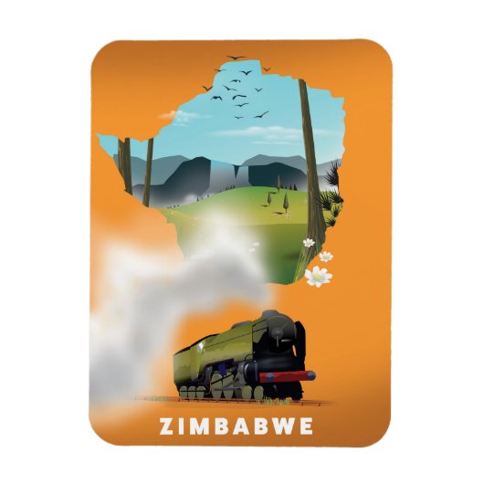 Zimbabwe Map geïllustreerd reisposter Magneet (Verticaal)