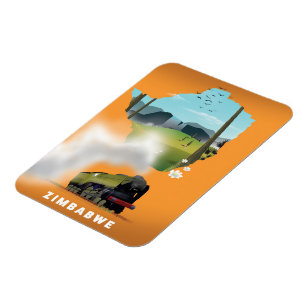 Zimbabwe Map geïllustreerd reisposter Magneet