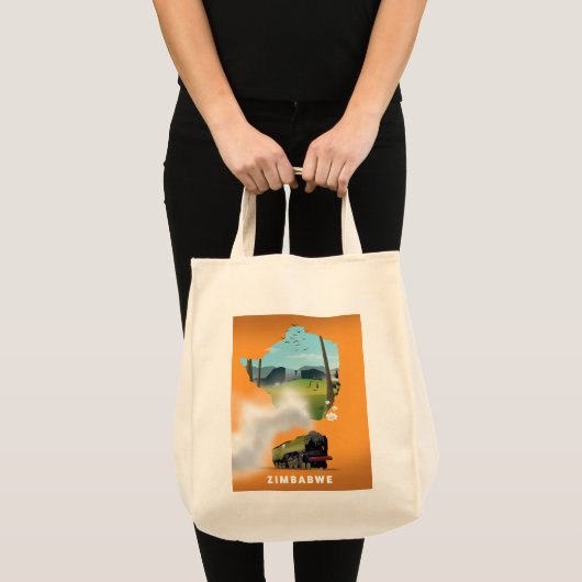 Zimbabwe Map geïllustreerd reisposter Tote Bag (Voorkant (product))