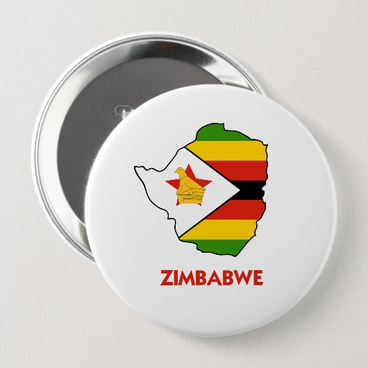 ZIMBABWE MAP RONDE BUTTON 4,0 CM (Voorkant /achterkant)
