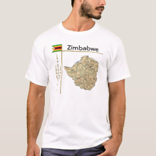 Zimbabwe Map + vlag + titel T-shirt