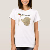 Zimbabwe Map + vlag + titel T-shirt (Voorkant)