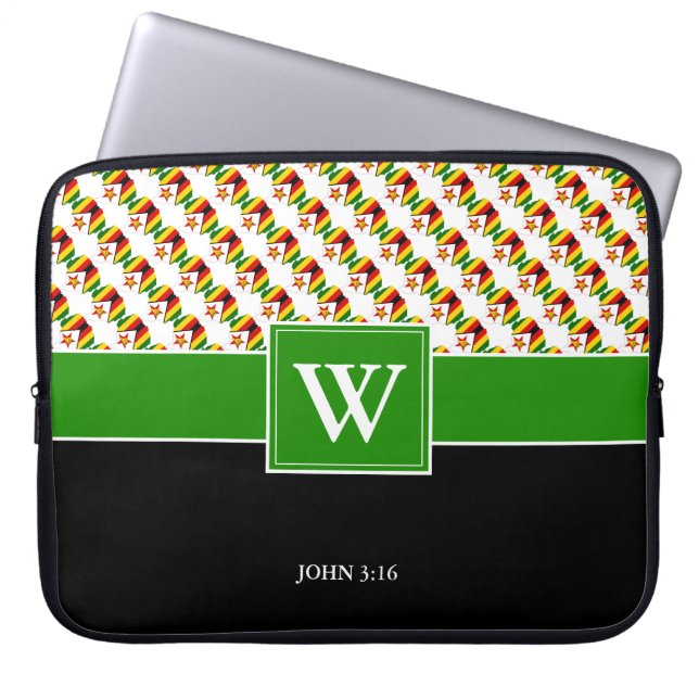 ZIMBABWE Monogram Christelijke WITTE laptop Laptop Sleeve (Voorkant)