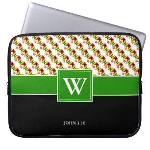 ZIMBABWE Monogram Christelijke WITTE laptop Sleeve