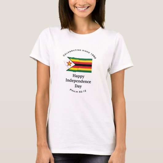 ZIMBABWE ONAFHANKELIJKHEID Vlag Kaart WIT T-shirt (Voorkant)