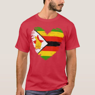 Zimbabwe Outfit Zimbabwe Heart Flag I love Zimbabw T-shirt