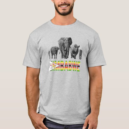 Zimbabwe Pride Big 5 Wildlife voor Zimbabwe Fans T-shirt (Voorkant)