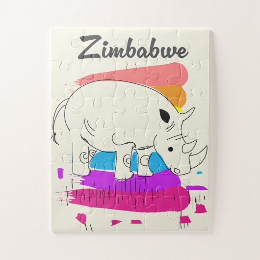 Zimbabwe retro reislogo legpuzzel (Verticaal)