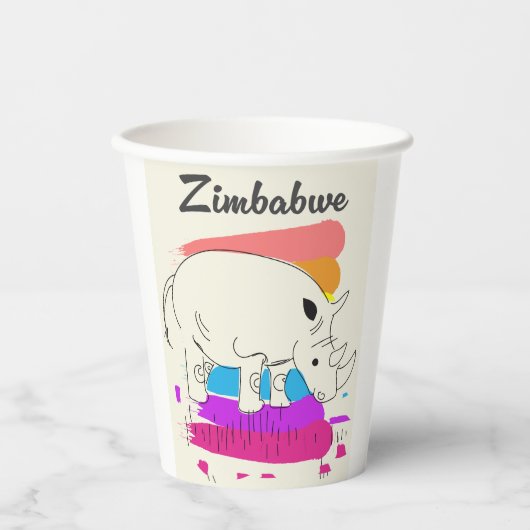 Zimbabwe retro reislogo papieren bekers (Voorkant)