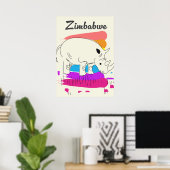 Zimbabwe retro reislogo poster (Thuiskantoor)