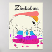 Zimbabwe retro reizen logo poster (Voorkant)