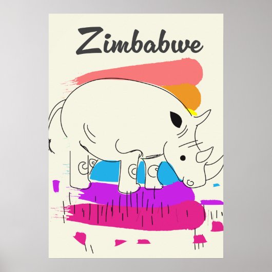 Zimbabwe retro reizen logo poster (Voorkant)