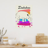 Zimbabwe retro reizen logo poster (Keuken)
