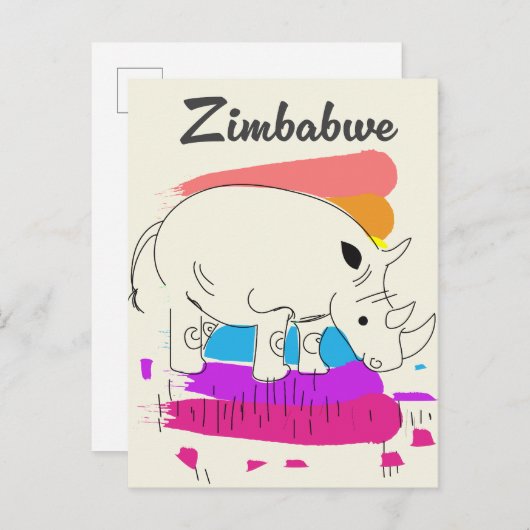 Zimbabwe retro reizen logo uitnodiging briefkaart (Voorkant / Achterkant)