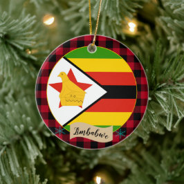 Zimbabwe, Rode buffels, Zimbabwe vlag Keramisch Ornament