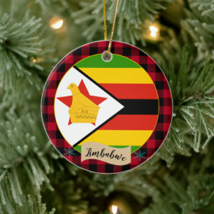 Zimbabwe, Rode buffels, Zimbabwe vlag Keramisch Ornament