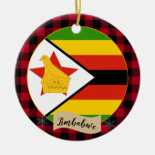 Zimbabwe, Rode buffels, Zimbabwe vlag Keramisch Ornament (Voorkant)