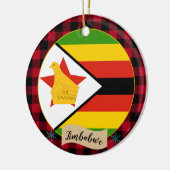 Zimbabwe, Rode buffels, Zimbabwe vlag Keramisch Ornament (Links)