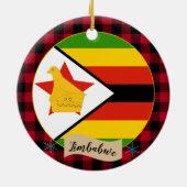 Zimbabwe, Rode buffels, Zimbabwe vlag Keramisch Ornament (Achterkant)