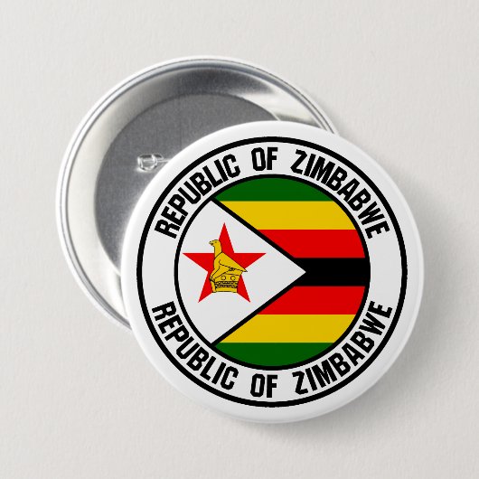 Zimbabwe Round Emblem Ronde Button 7,6 Cm (Voorkant /achterkant)