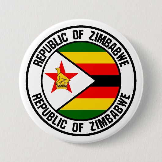 Zimbabwe Round Emblem Ronde Button 7,6 Cm (Voorkant)