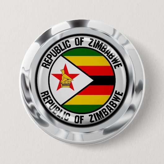 Zimbabwe Round Emblem Ronde Button 7,6 Cm (Voorkant)