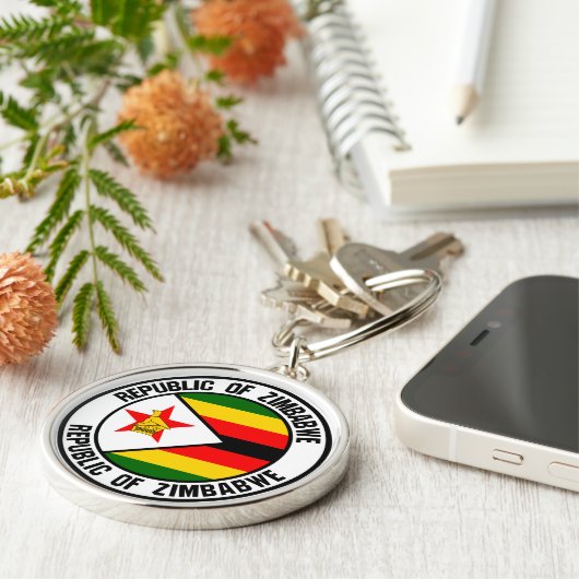 Zimbabwe Round Emblem Sleutelhanger (Zijkant)