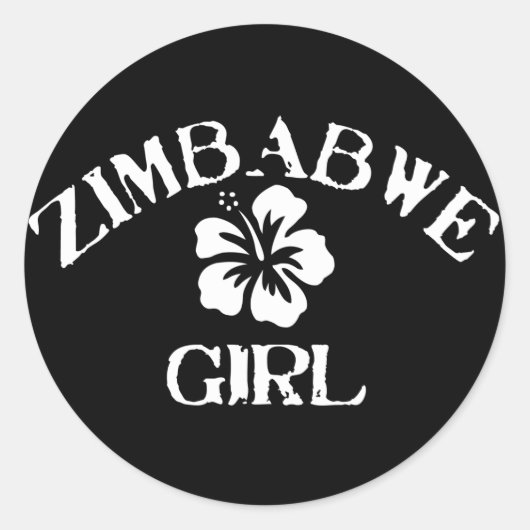 Zimbabwe roze meisje ronde sticker (Voorkant)