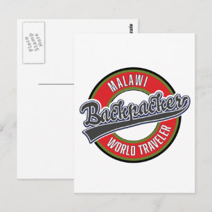 Zimbabwe rugzakwereldreiziger logo. ansichtkaart briefkaart
