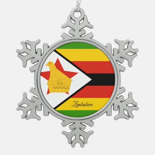 Zimbabwe sneeuwvlok, Zimbabwaanse vlag Tin Sneeuwvlok Ornament (Voorkant)