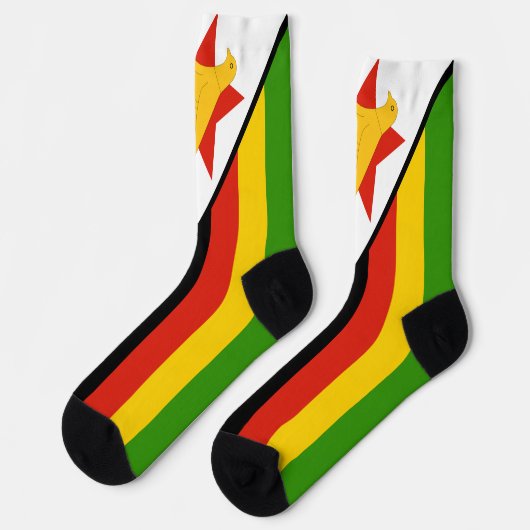 Zimbabwe Socks, patriottische Zimbabwe vlag mode Sokken (Links)