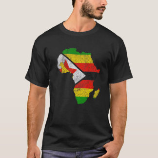 Zimbabwe Vlag Afrika Continent Silhouet Cadeau Zim T-shirt