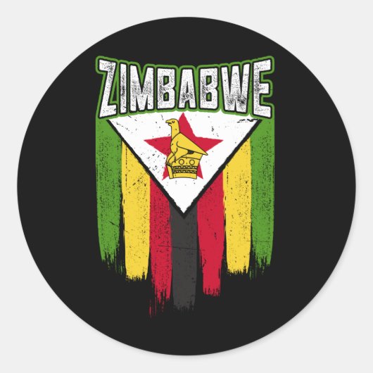 Zimbabwe vlag cadeau idee zimbabwean ronde sticker (Voorkant)