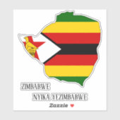 Zimbabwe Vlag Charmante Patriottische Kaart Sticker (Vel)