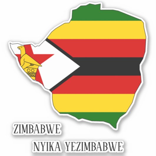 Zimbabwe Vlag Charmante Patriottische Kaart Sticker (Voorkant)