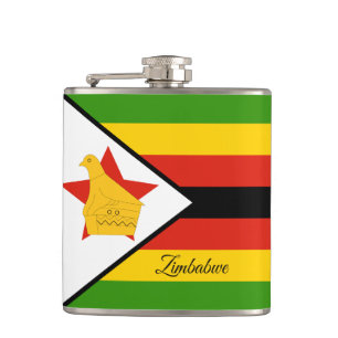 Zimbabwe vlag en reis Zimbabwe/sportfans Heupfles