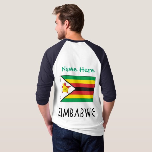 Zimbabwe Vlag Groen Gepersonaliseerde Mannen T-shirt (Achterkant volledig)