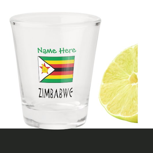 Zimbabwe vlag groene personalisatie shot glas